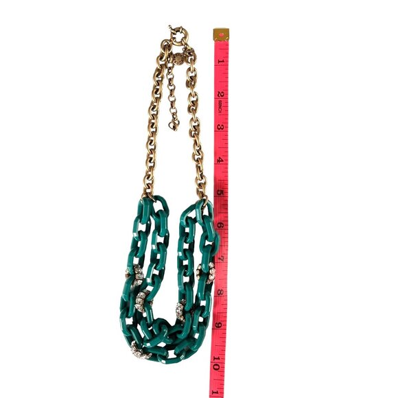 J Crew Vintage Inspired Turquoise Acrylic Chain Link Necklace Rhinestone… - Picture 11 of 11